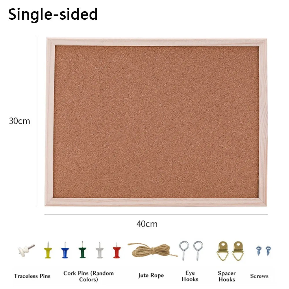 Wooden Framed Cork Bulletin Board — Decorative Memo Display Panel