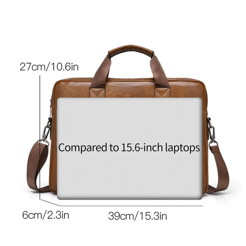 Men's PU Leather Business Briefcase — Professional Messenger Bag for Laptop & Files