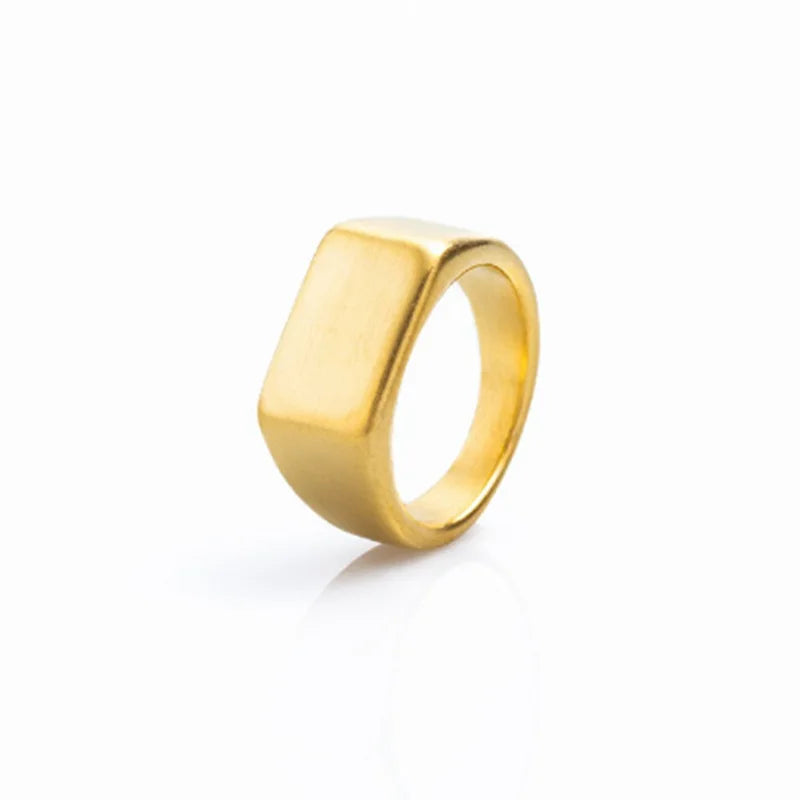 Geometric Rectangular Pattern Ring — Stainless Steel Punk Style Jewelry