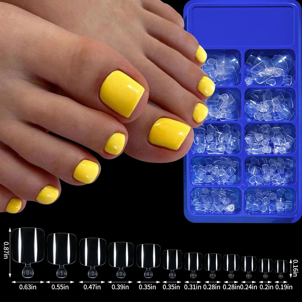 Classic White Press On Toenails — Short Square Full Cover Artificial Tips
