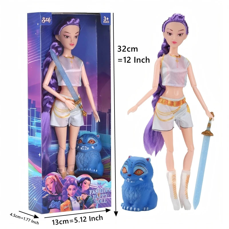 Barnewa 12 Inch Hunter Figure Set — Fashion Doll with Tiger Pet & Accessories