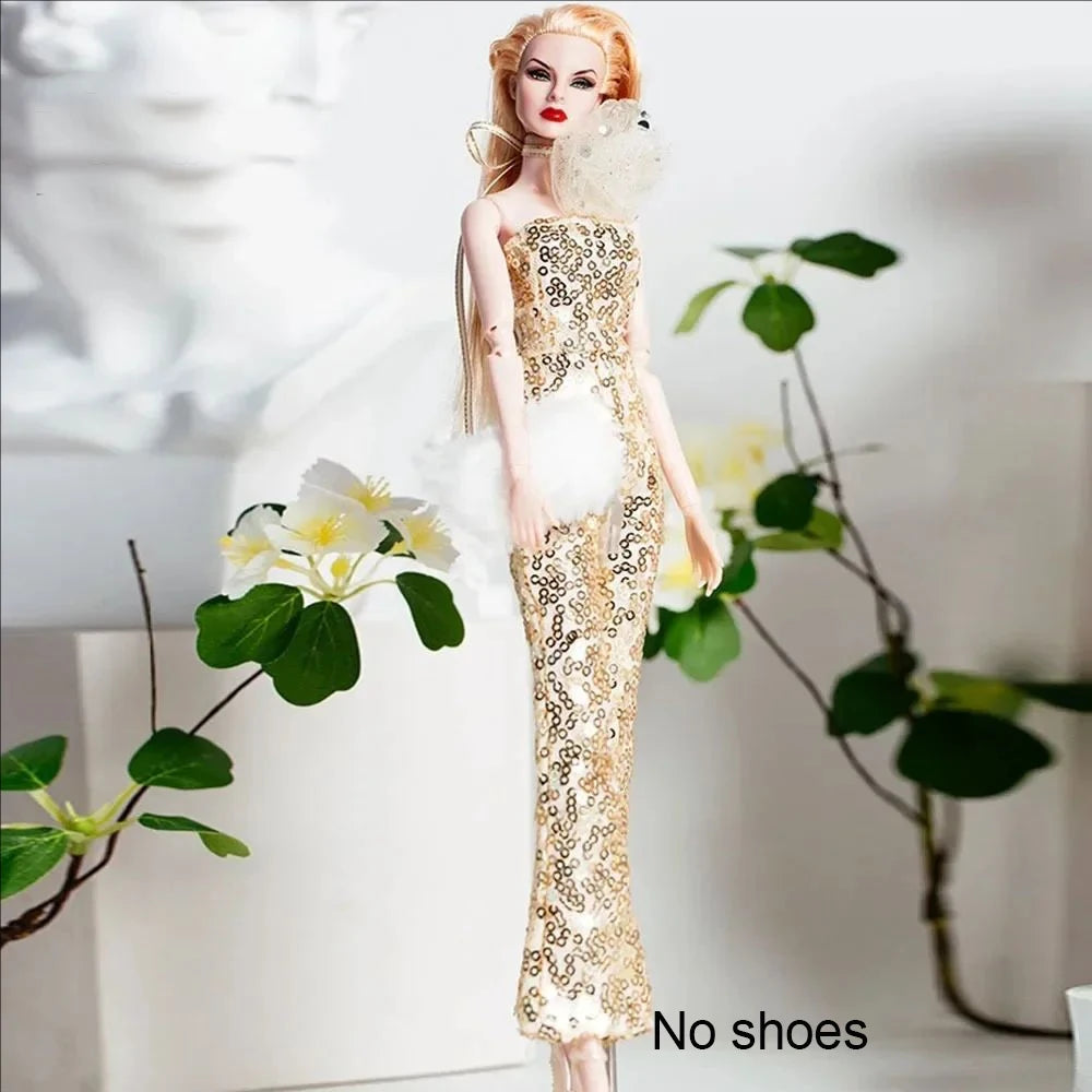 Xianxian Princess European Lace Golden Dress — Elegant Doll Clothing Set