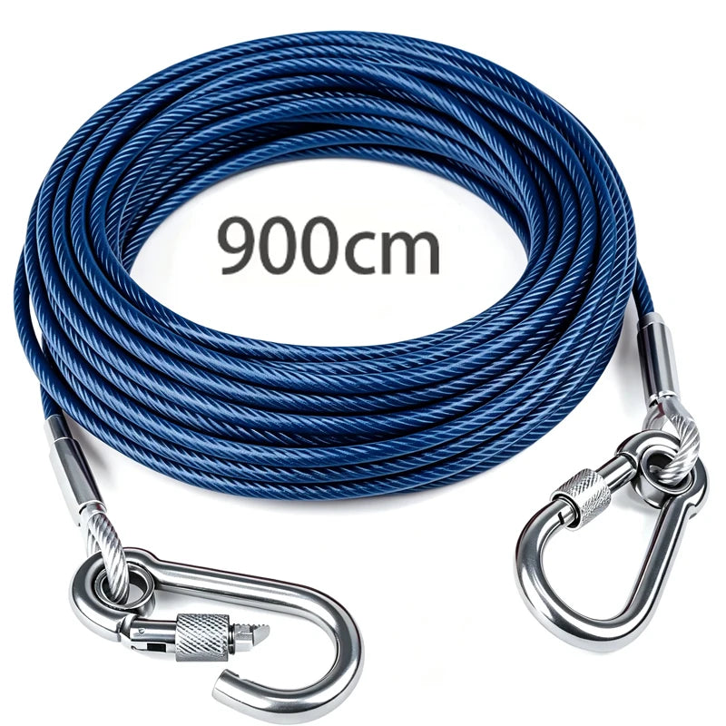 Heavy-Duty Stainless Steel Dog Tie-Out Cable — Reflective Outdoor Leash