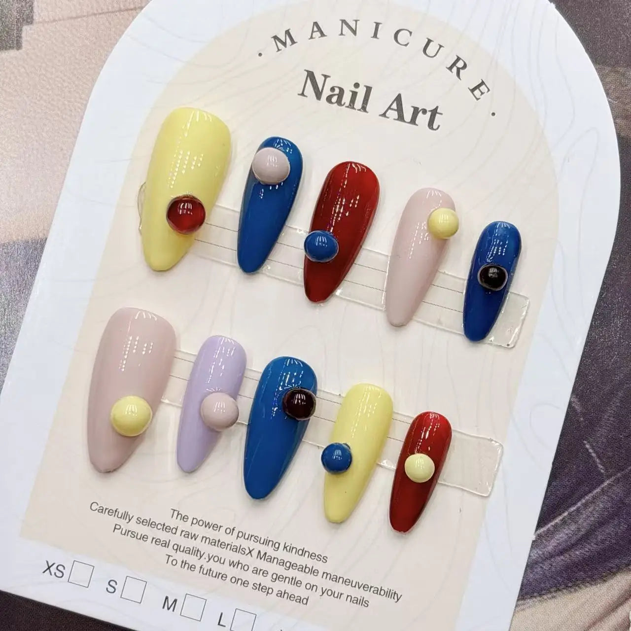 StyleSynergy 3D Bead Press-On Nails — Chic Handmade Acrylic Set