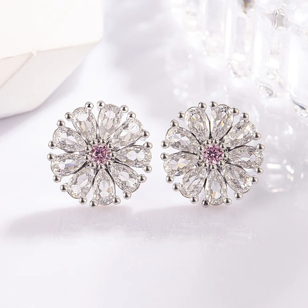 925 Sterling Silver Sunflower Zircon Jewelry Set — Elegant Wedding Gift