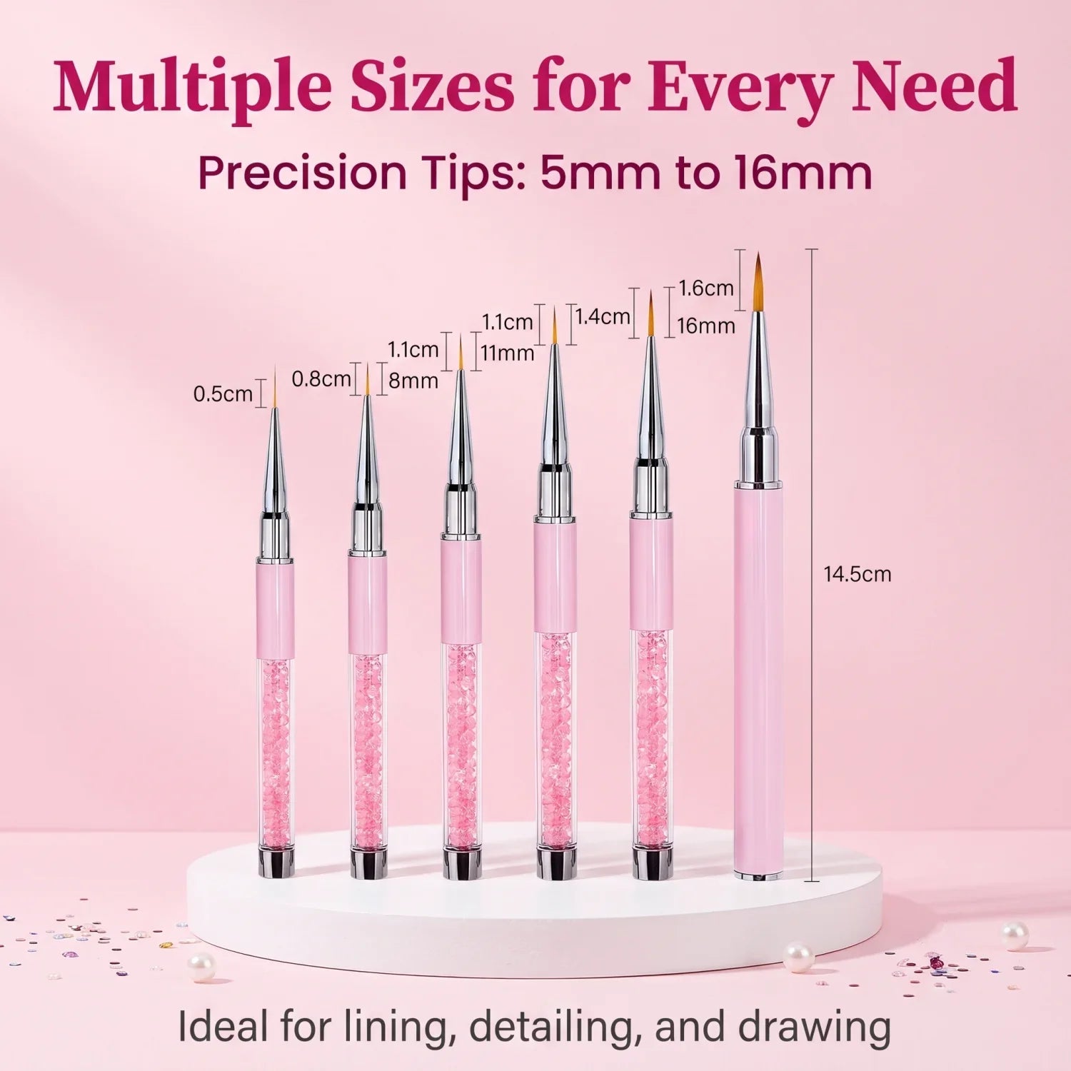 Nail Art Liner Brush Set — 6-Piece Ultra Fine Detailing Kit for Nail Design
