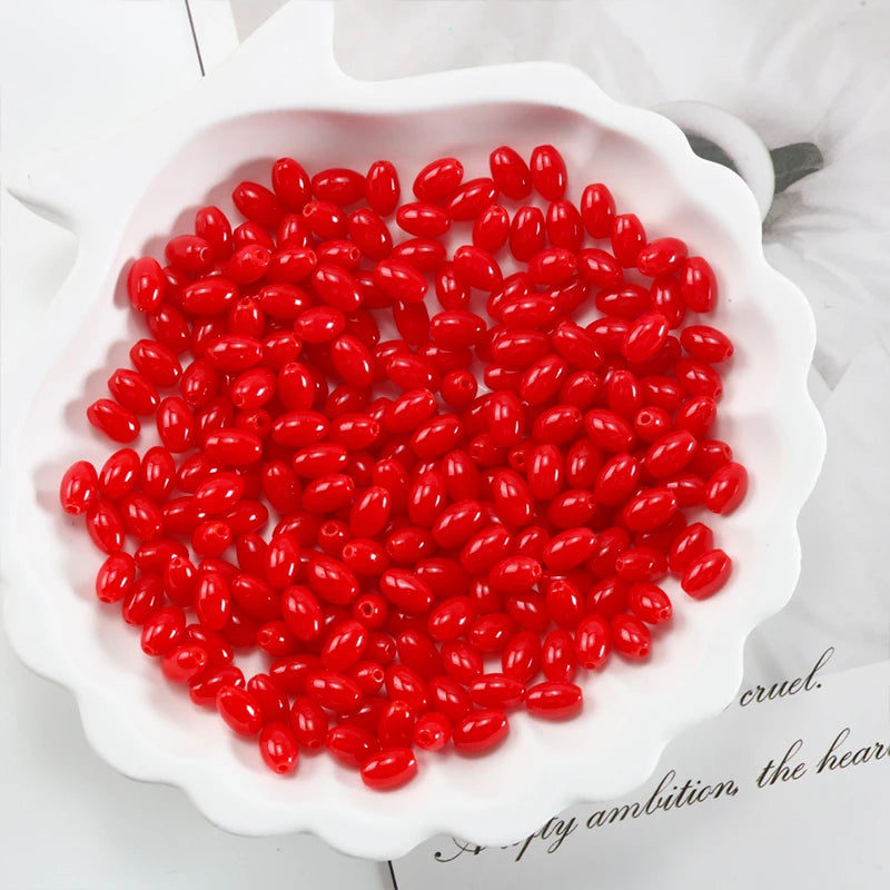 Oval Glass Rice Spacer Beads — Solid Color Jewelry Making Supplies