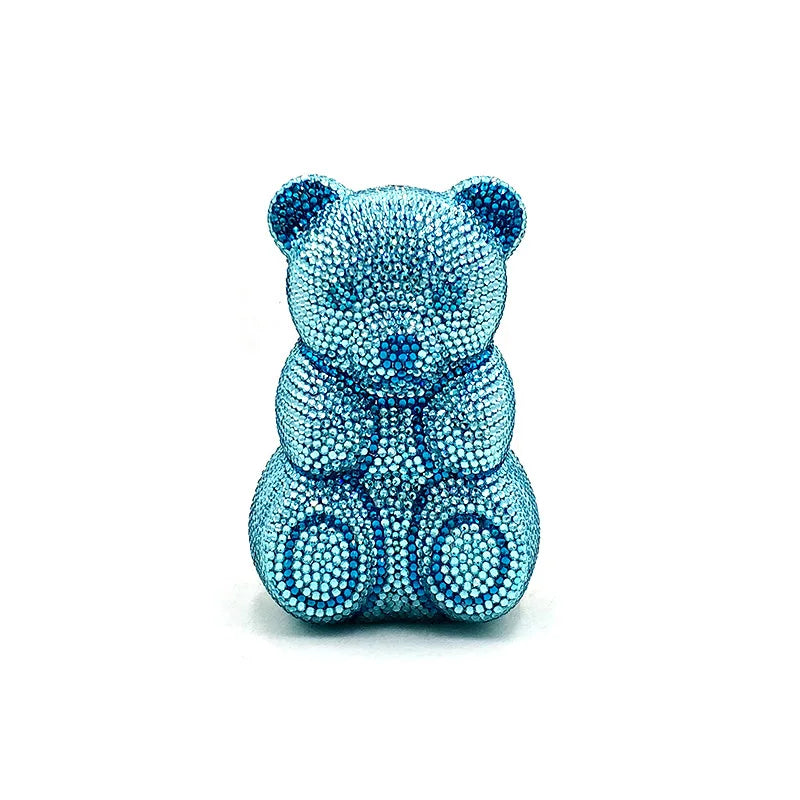 Crystal Teddy Bear Evening Clutch — Elegant Bridal Party Purse