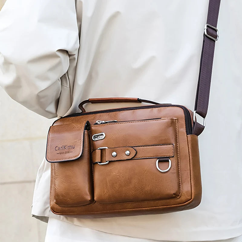 Men's Retro Messenger Bag — Waterproof Laptop Briefcase for Work & Travel