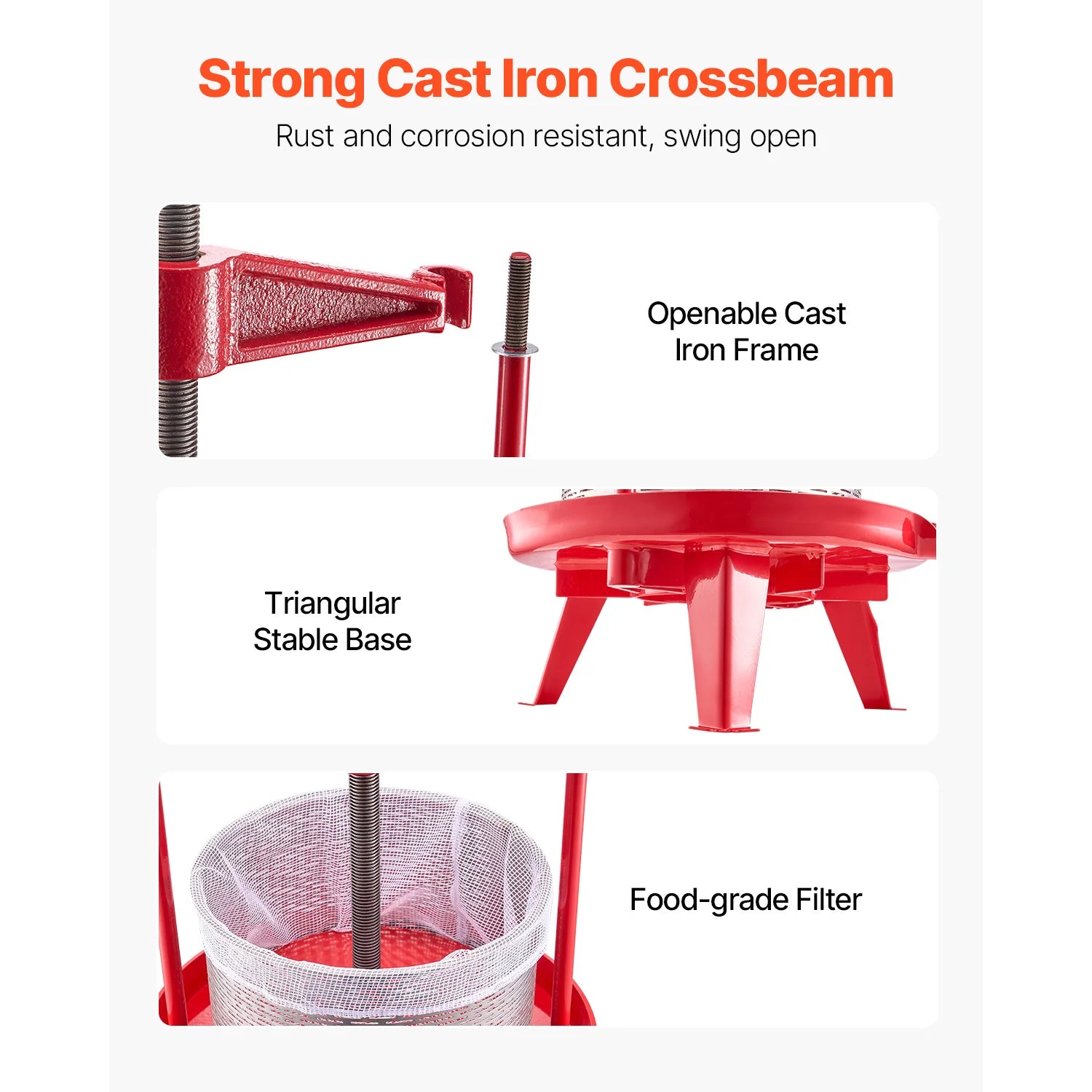 Stainless Steel Fruit Wine Press — Manual Juice Maker with T-Handle