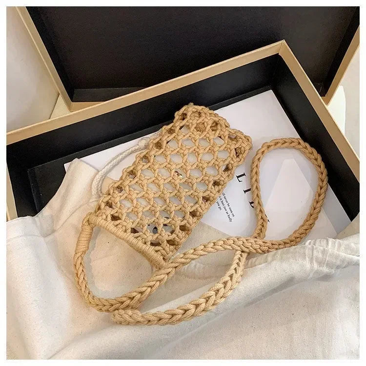 dawndesslo Woven Crochet Crossbody Phone Bag — Lightweight Braided Shoulder Purse