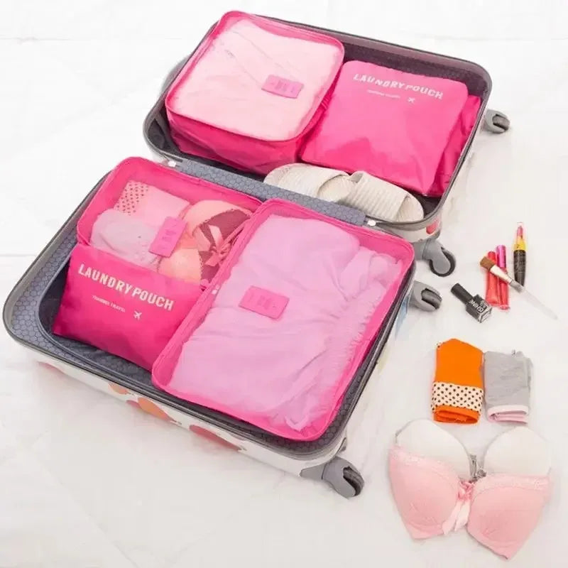 6-Piece Travel Packing Cube Set — Luggage Organizer & Laundry Pouches