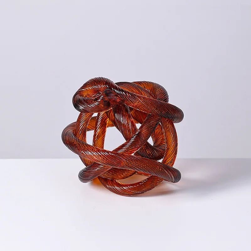 Handmade Glass Knot Figurine — Twisted Ball Decorative Ornament