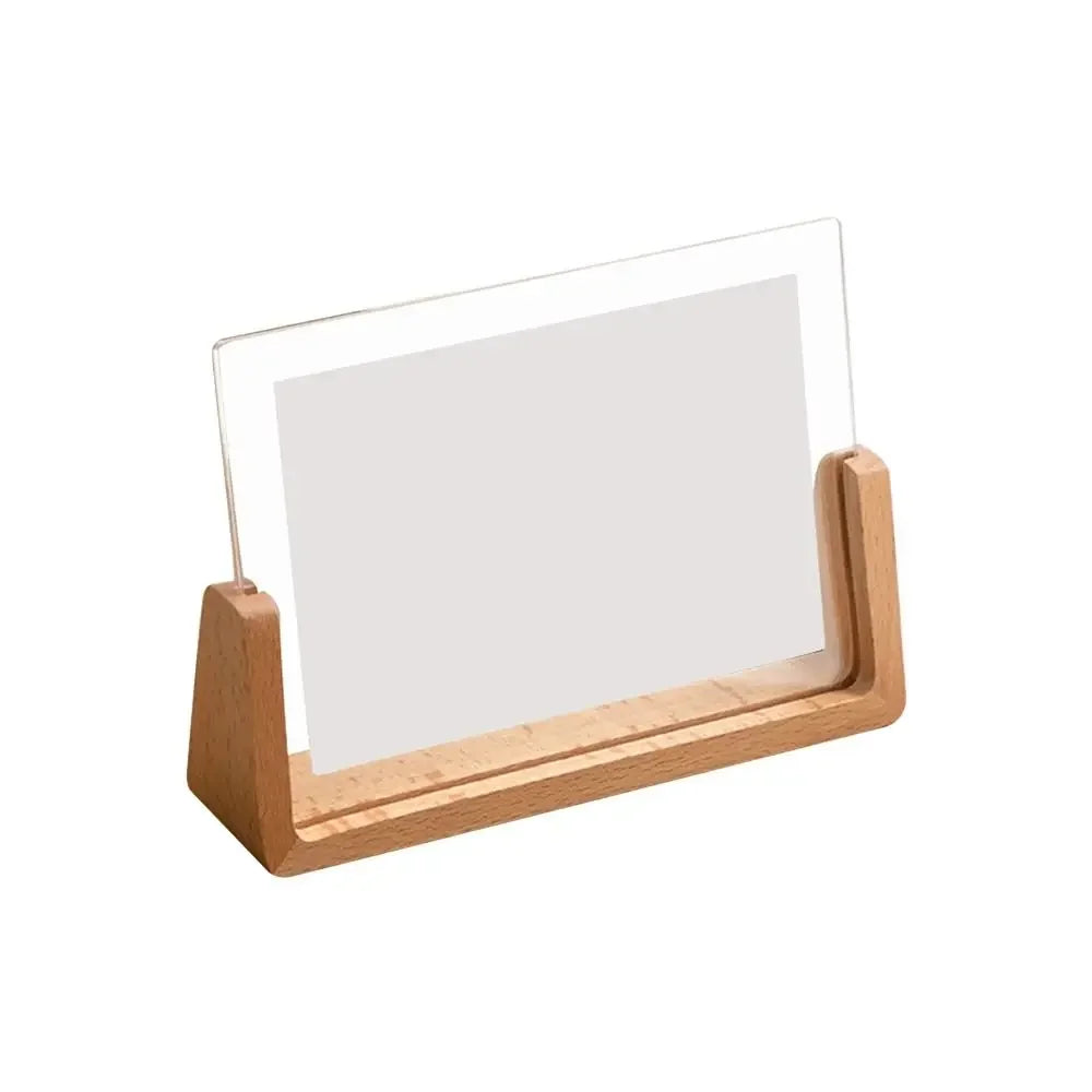 Creative U-Shaped Photo Frame — Transparent Acrylic & Wood Desktop Decor