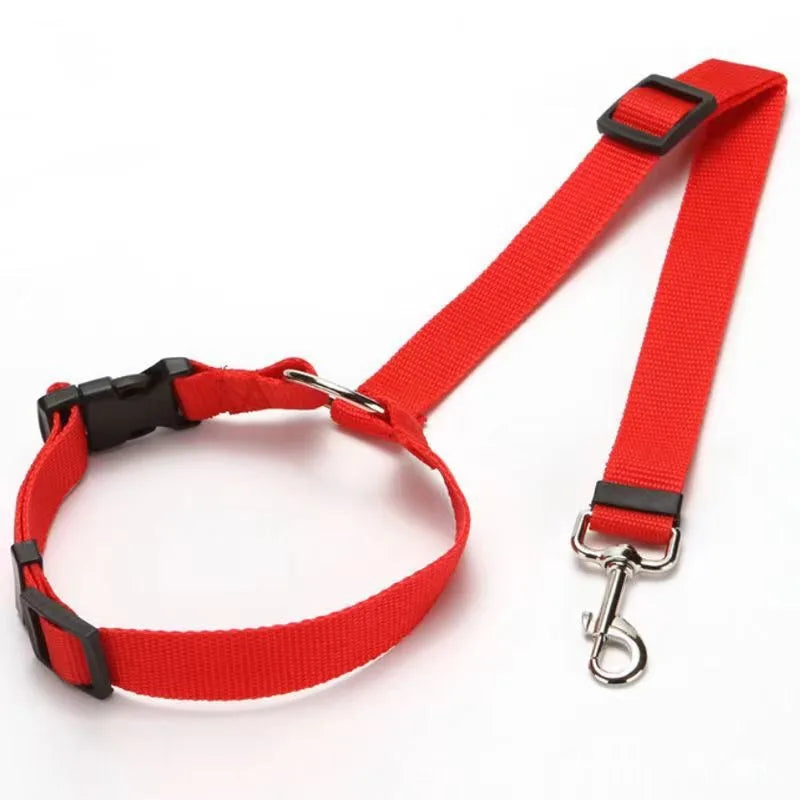 Two-in-One Pet Car Seat Belt — Adjustable Nylon Leash & Safety Tether