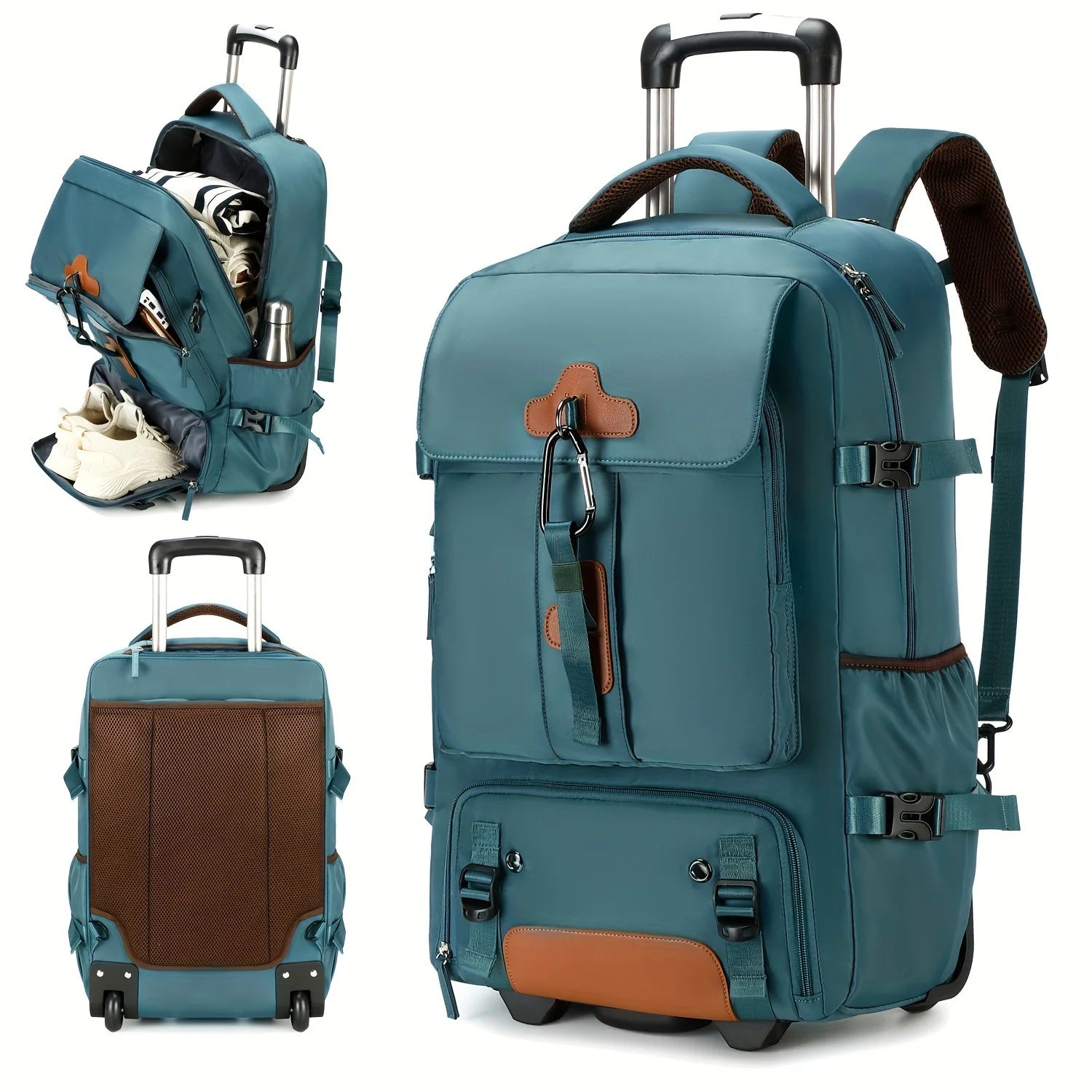 Large Capacity Rolling Backpack — Versatile Travel Trolley with Wheels