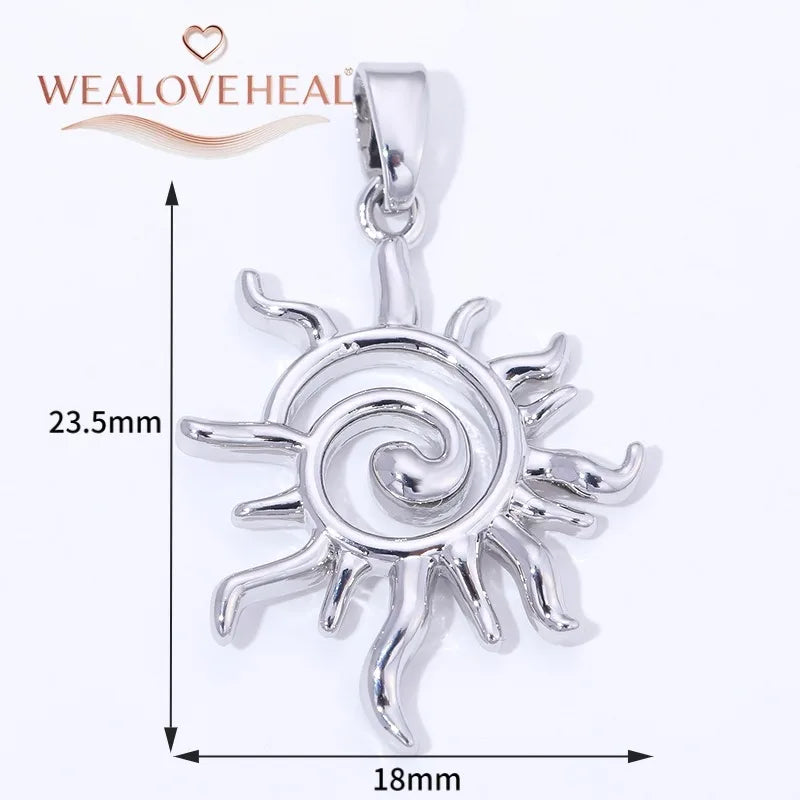 Spiral Vortex Sun Pendants — 18K Gold Plated Zirconia Charms for Jewelry Making