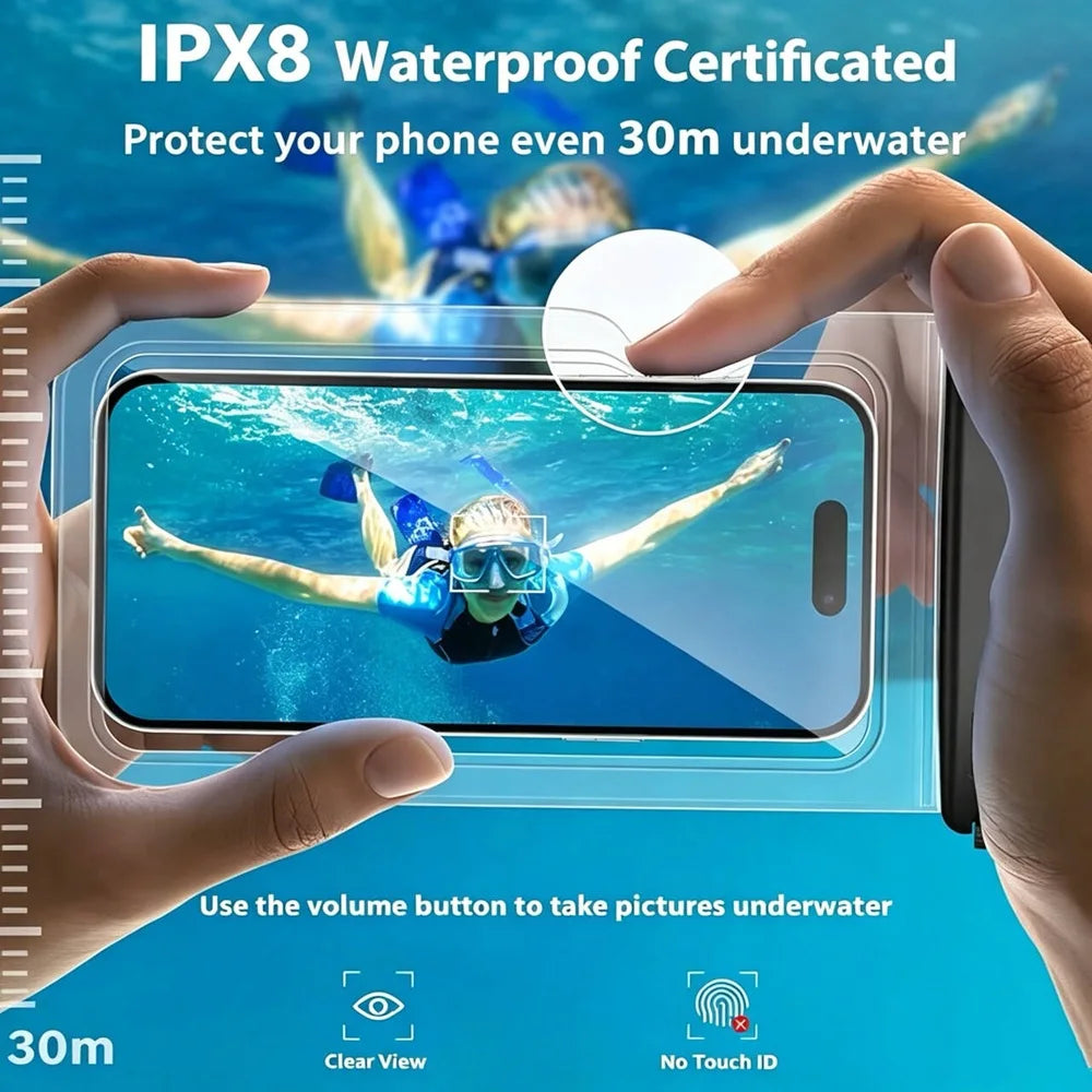 Waterproof Phone Pouch — Transparent Underwater Dry Bag for Swimming