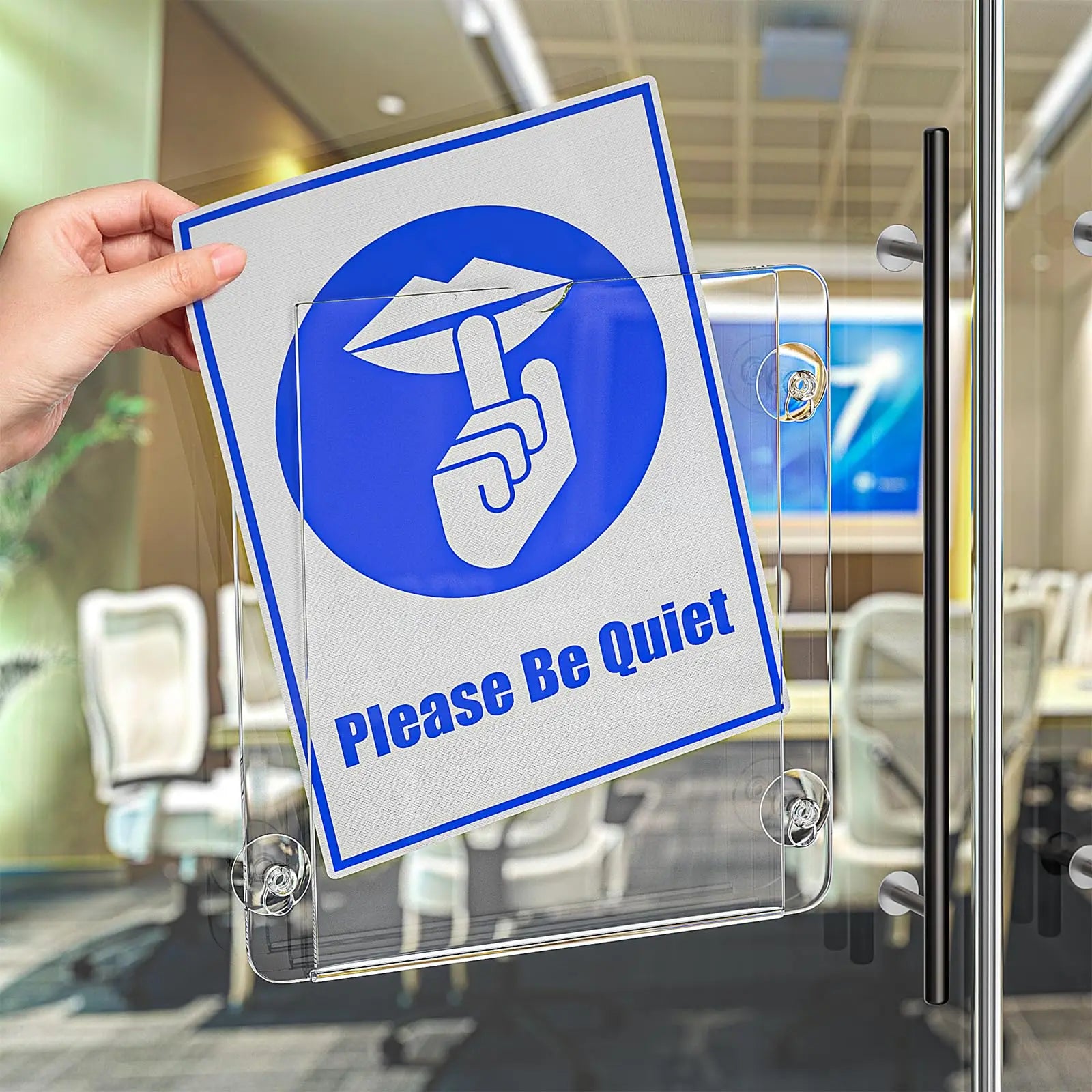 Acrylic Window Sign Holder — Suction Cup Frame for Glass Doors