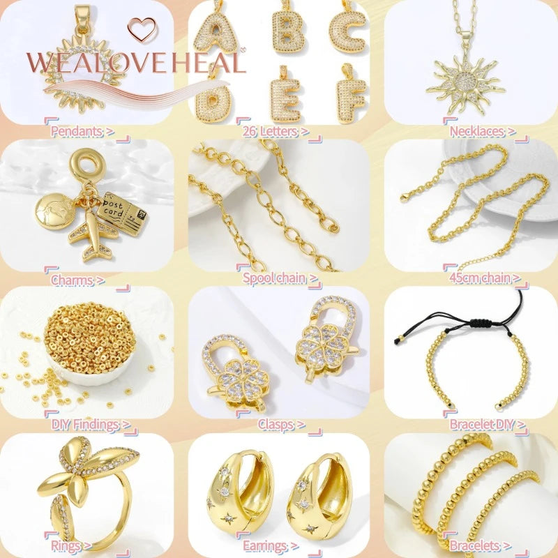Spiral Vortex Sun Pendants — 18K Gold Plated Zirconia Charms for Jewelry Making