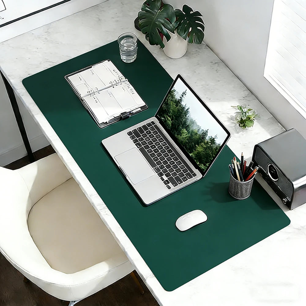 Large Brown Leather Desk Mat — Waterproof Workspace Protector