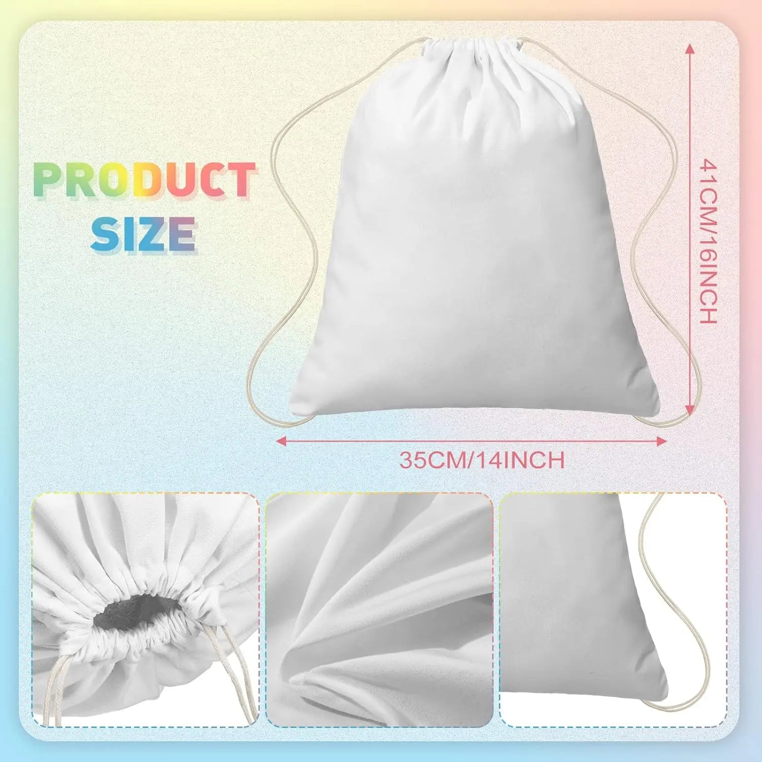 Blank Canvas Drawstring Backpack — DIY Tie Dye & Sublimation Gym Bag