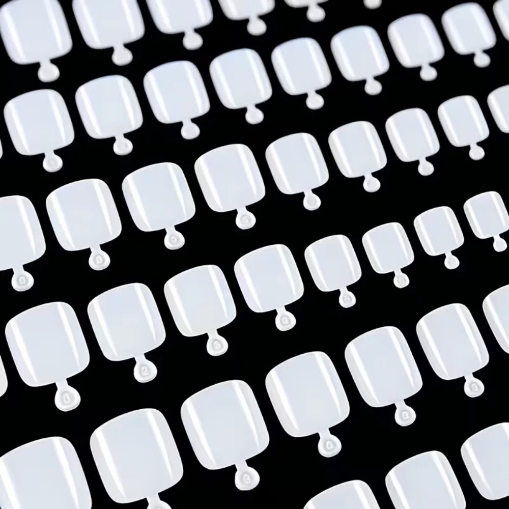 Square Press On Toenails — Pure White Full Cover Fake Nail Tips