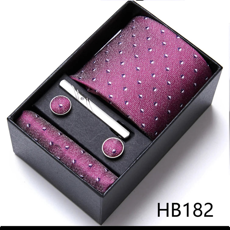 VanGise Men's Necktie Set — Business Tie, Cufflinks, and Pocket Square Kit