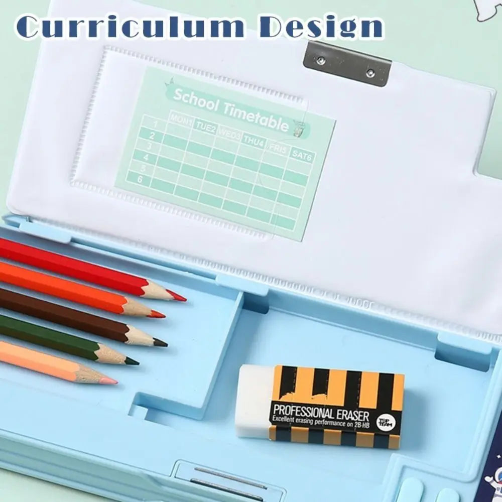 Double Layer Pencil Case — Multi-Functional Stationery Organizer with Calculator