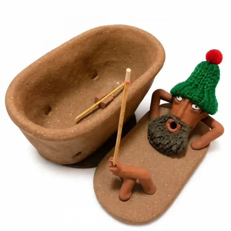 CHFENGASQ Lazy Bath Man Incense Burner — Relaxing Aromatherapy Holder