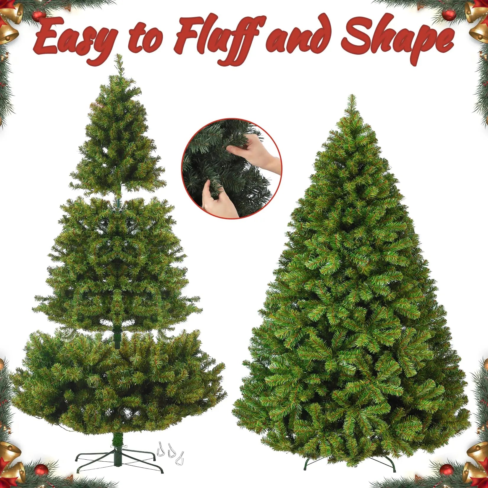GAOMON Prelit Artificial Noble Fir Christmas Tree — Pink Snow Flocked Design