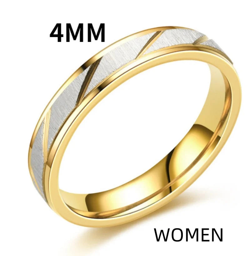 Classic Wave Pattern Couple Rings — Stainless Steel Promise Jewelry