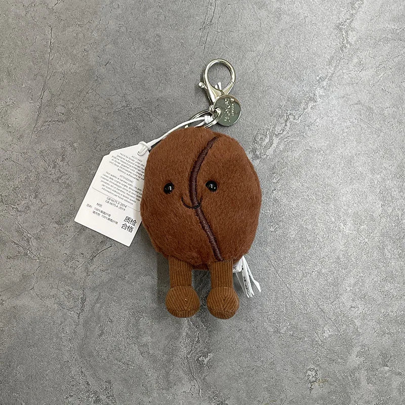 Assorted Plush Keychain Charm — Cute Animal & Food Backpack Accessory
