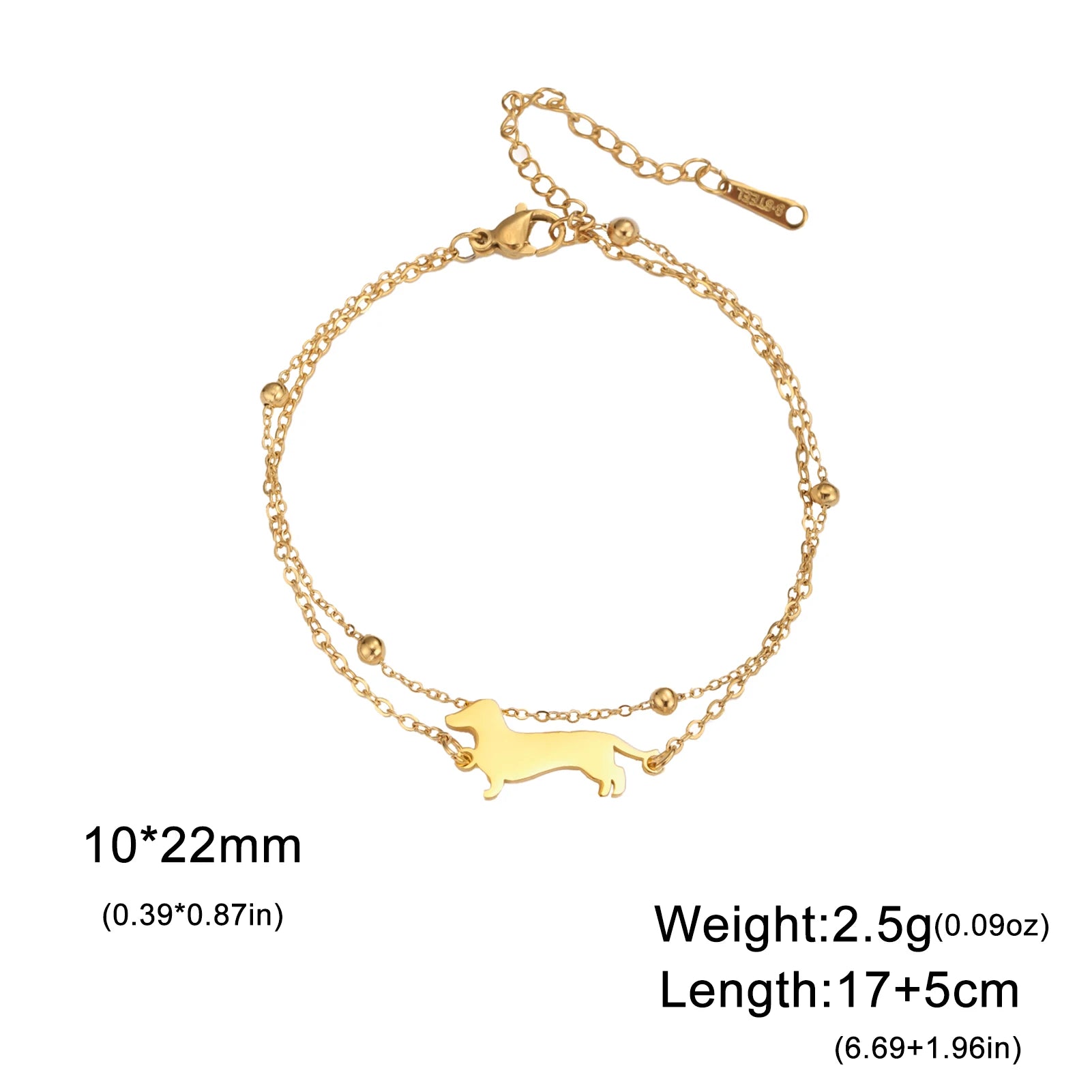 Dachshund Dog Stainless Steel Bracelet — Elegant Animal Jewelry for Women