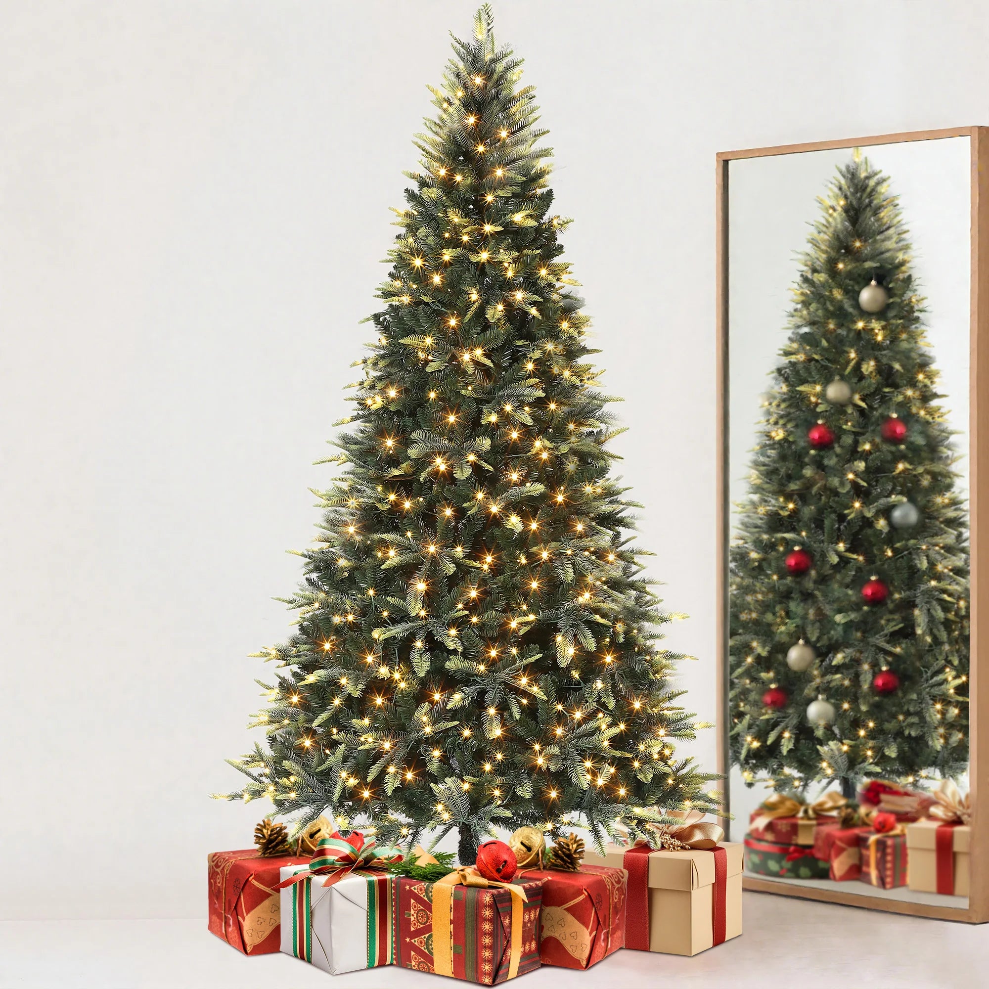 GAOMON Pre-Lit Pencil Christmas Tree — Slim Design for Small Spaces
