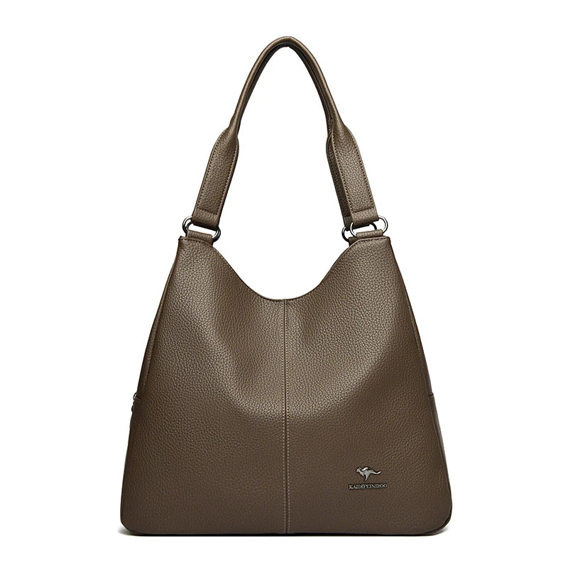 VANDERWAH Leather Top-Handle Hobo Bag — Large Capacity Fashion Tote