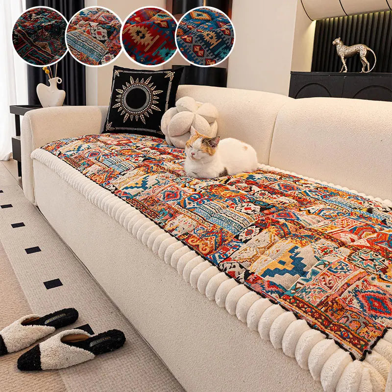 Bohemian Style Thick Sofa Cushion — Anti-Slip Ethnic Seat Pad