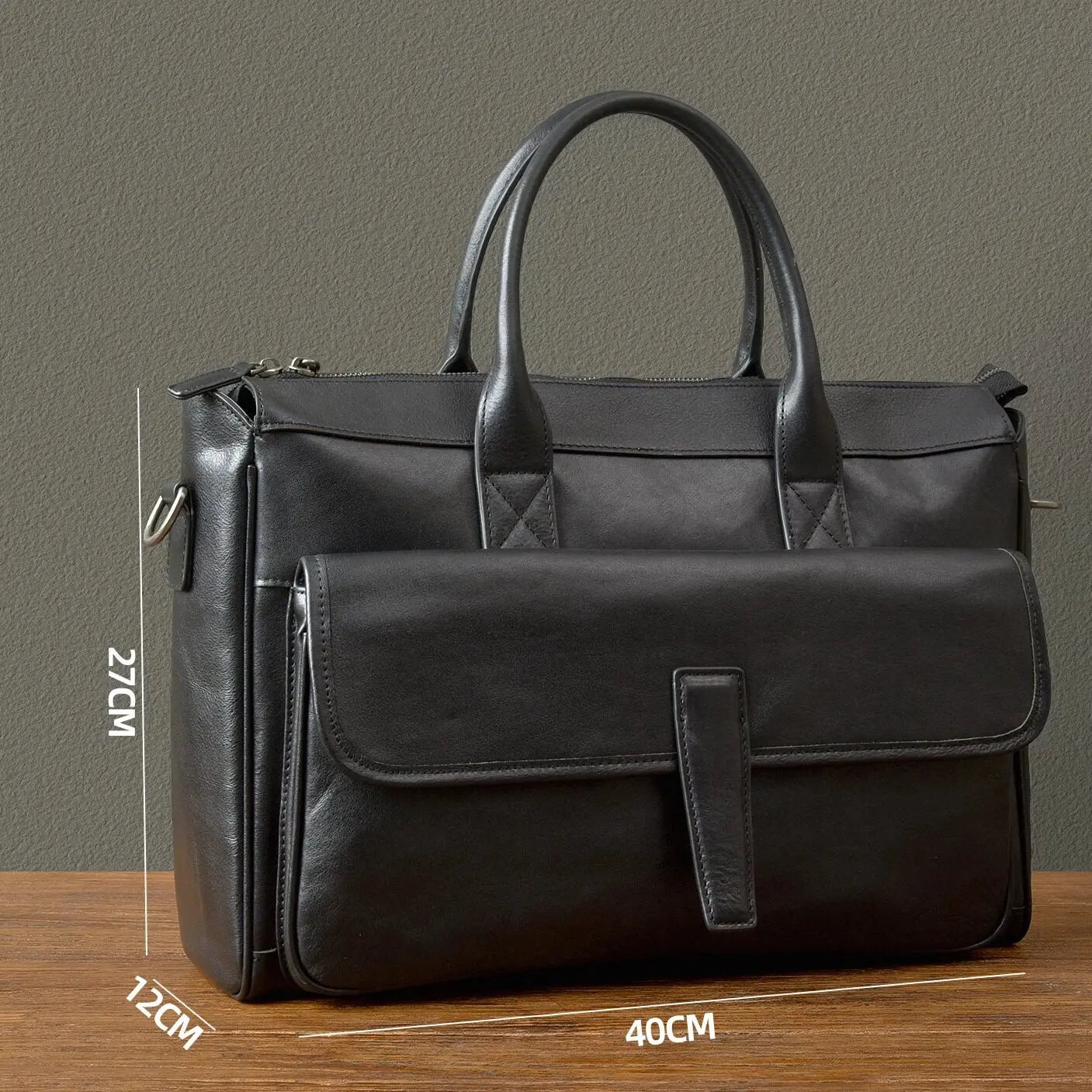 pndme Genuine Leather Men's Briefcase — Professional Laptop Messenger Bag