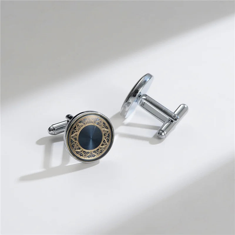 UJOY Luxury Copper Cufflinks — Elegant Round and Square Men's Jewelry Set