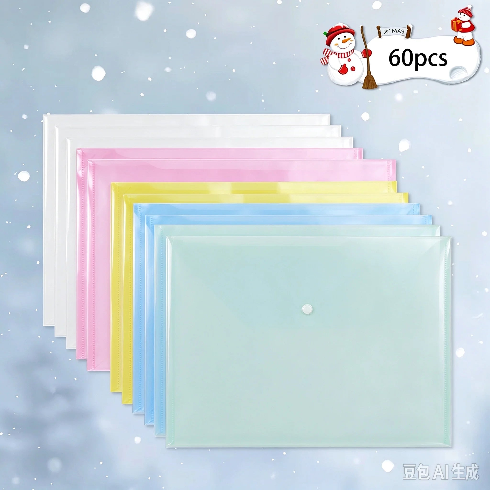 A4 Plastic Document Folders — Clear Envelopes with Snap Closure, 50 Pack