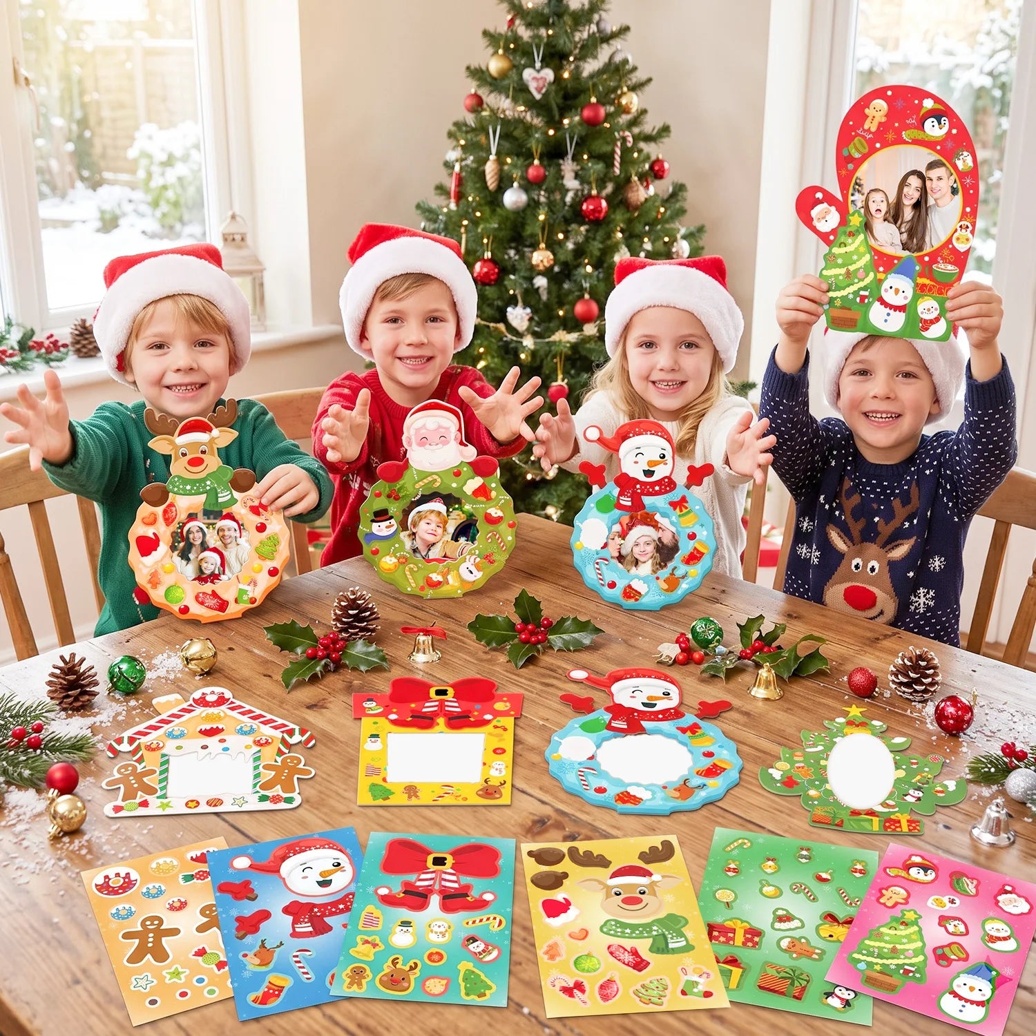 Christmas Photo Props and DIY Stickers — 64 Piece Party Decoration Set
