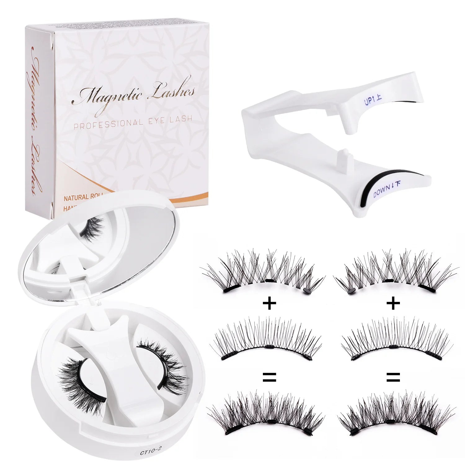 Goodobe Magnetic Eyelash Extension Set — Natural Long Strip Lashes with Tweezers