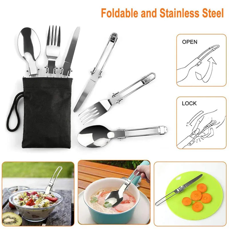 15-Piece Camping Cookware Set — Portable Outdoor Cooking Kit for Hiking