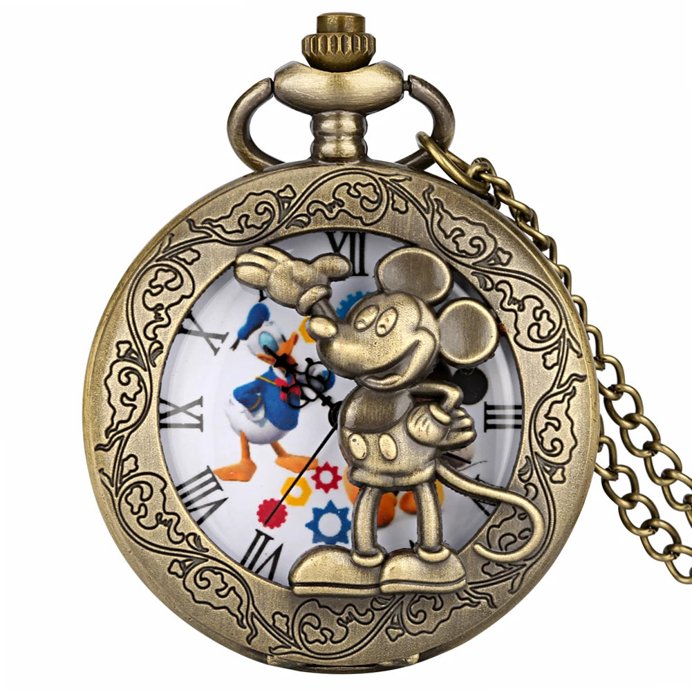 YISUYA Antique Bronze Pocket Watch — Vintage Quartz Pendant with Chain