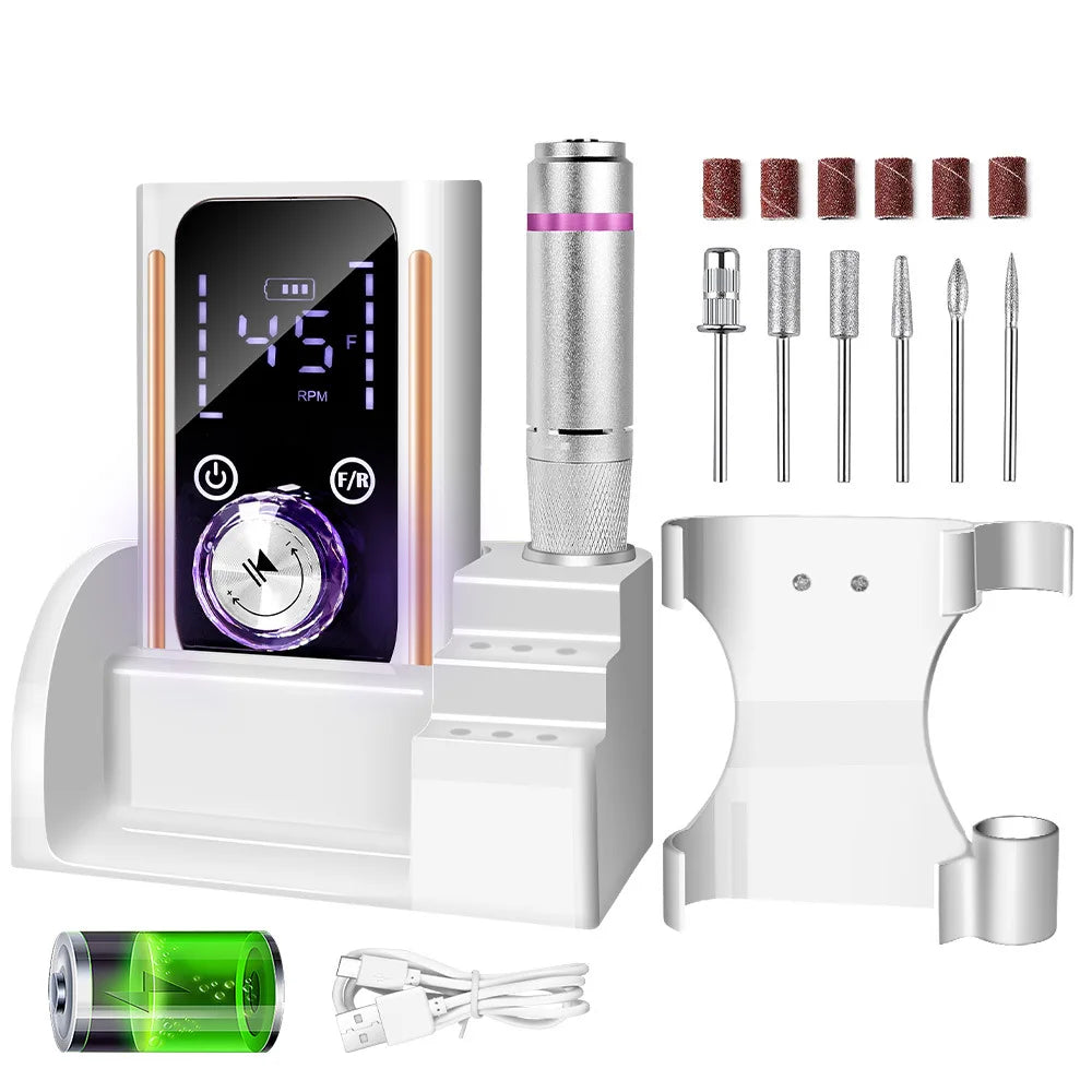 Houselin Electric Nail Drill — Portable Cordless Manicure & Pedicure Kit