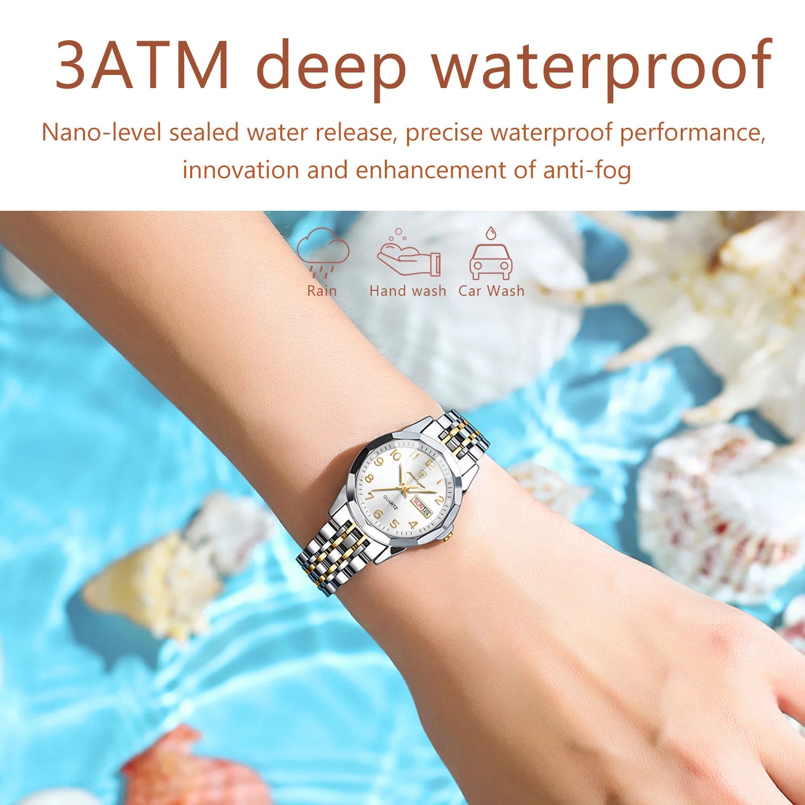 POEDAGAR Elegant Ladies Watch — Waterproof Stainless Steel Quartz Timepiece