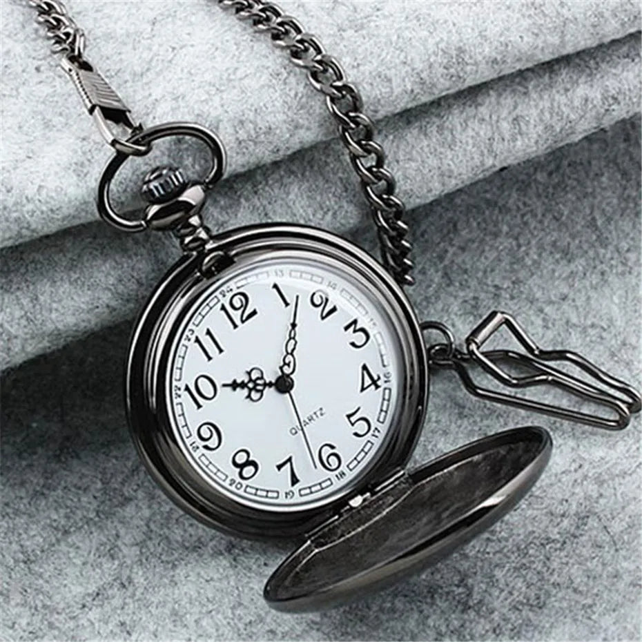 YISUYA Vintage Quartz Pocket Watch — Antique Style Necklace with Fob Chain