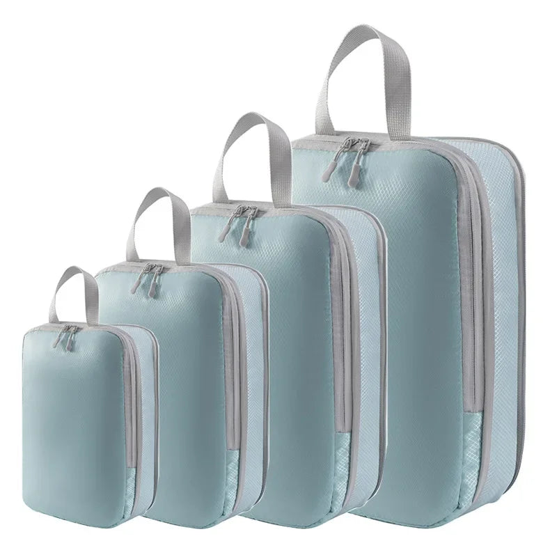 Luggage Organizer Set — Compressible Travel Packing Cubes with Handbag