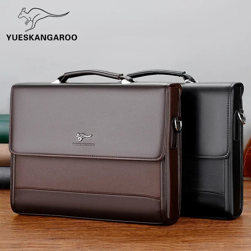 Men's PU Leather Business Briefcase — Professional Laptop Tote & Document Organizer