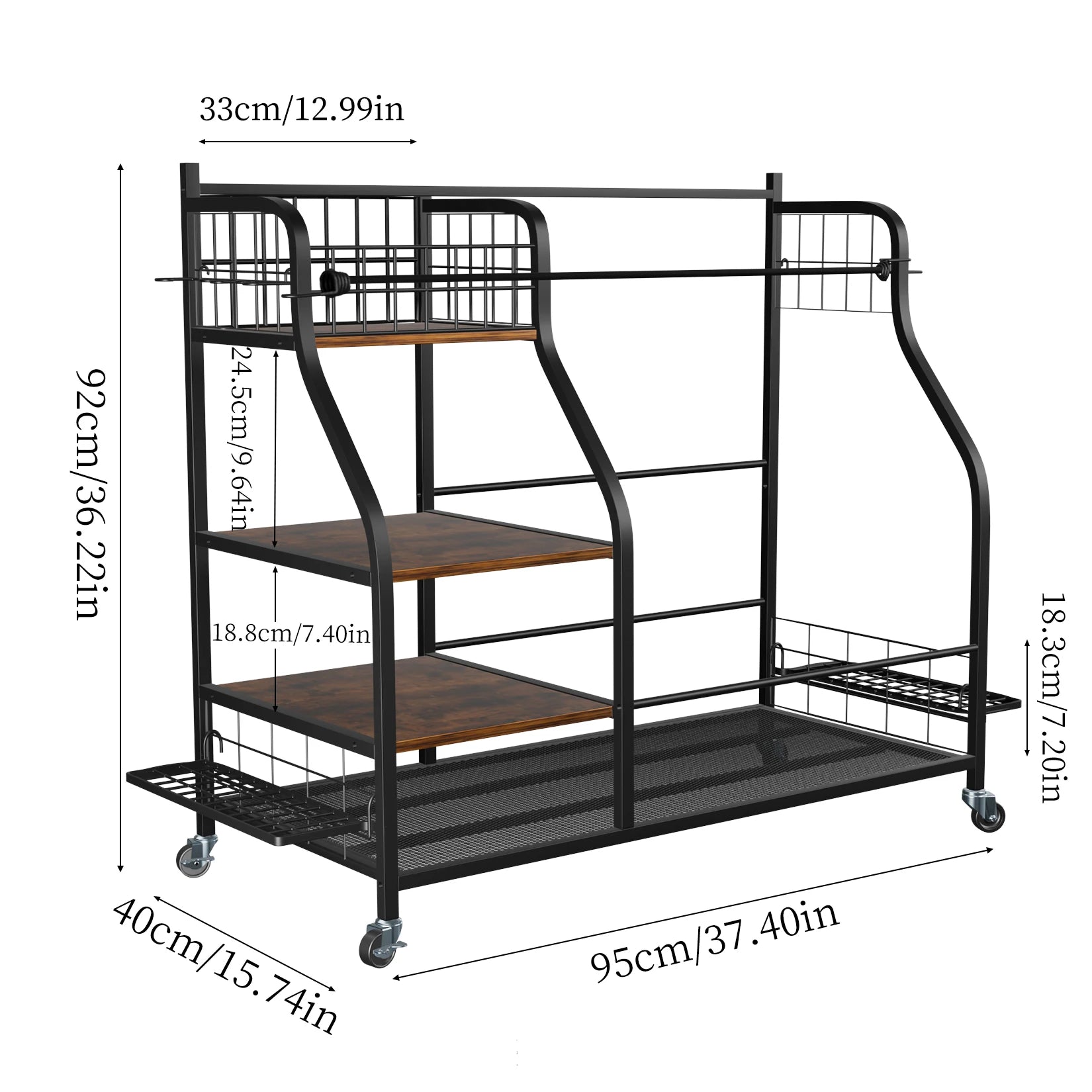 Multifunctional Rolling Golf Bag Organizer — Metal Sports Equipment Storage Rack